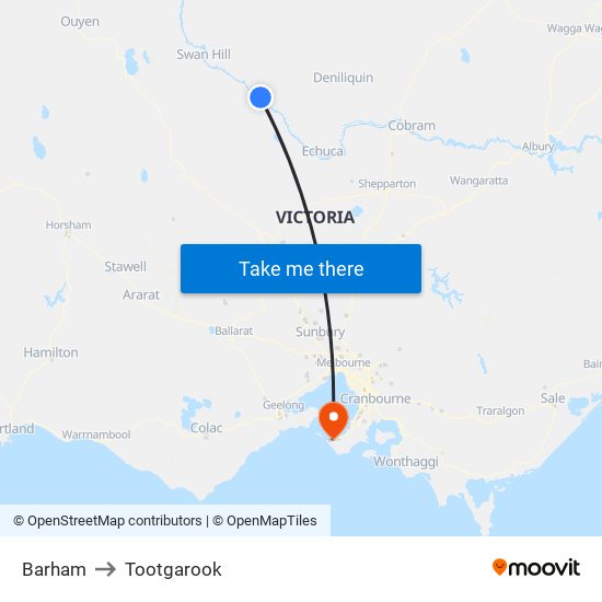 Barham to Tootgarook map