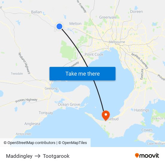 Maddingley to Tootgarook map