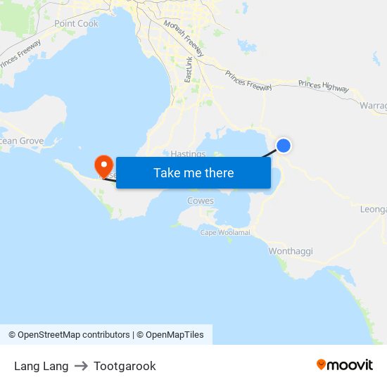 Lang Lang to Tootgarook map