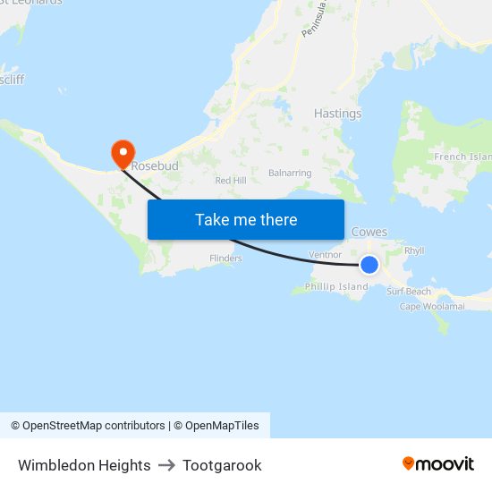 Wimbledon Heights to Tootgarook map