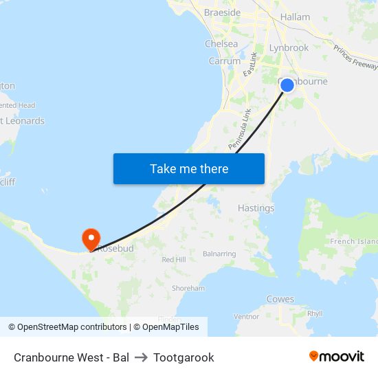 Cranbourne West - Bal to Tootgarook map