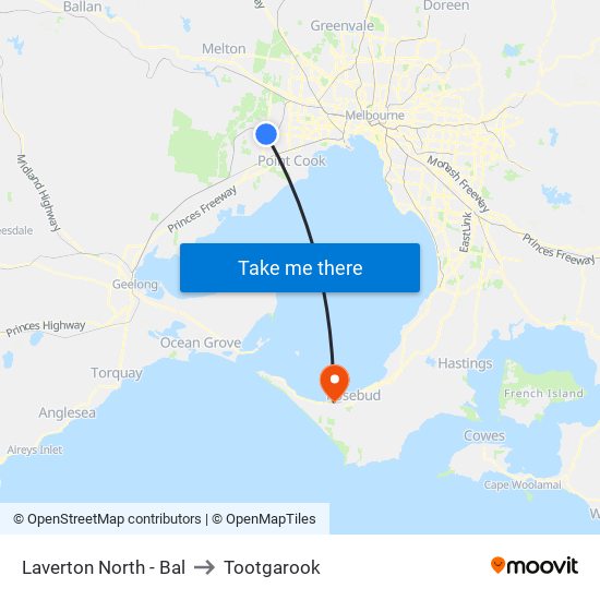 Laverton North - Bal to Tootgarook map