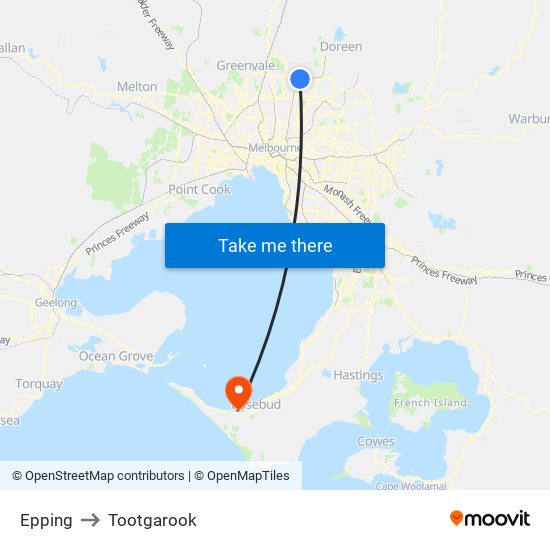 Epping to Tootgarook map