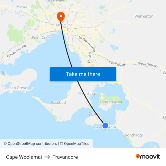 Cape Woolamai to Travancore map