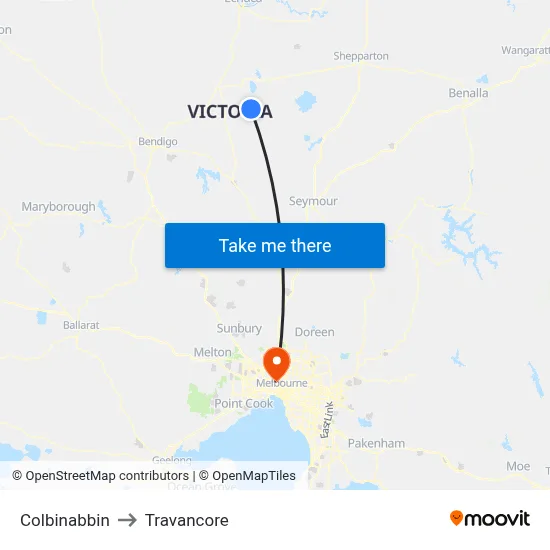 Colbinabbin to Travancore map