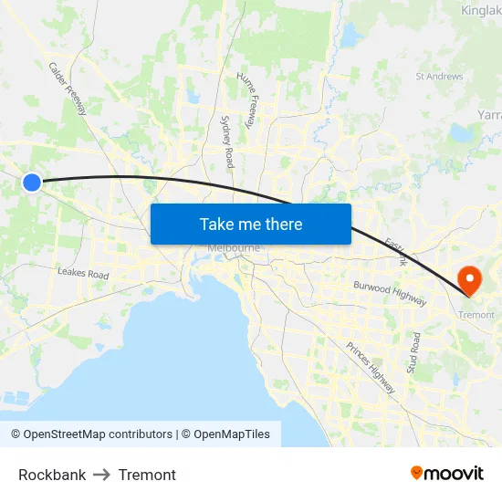 Rockbank to Tremont map