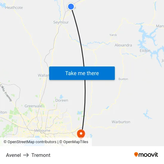 Avenel to Tremont map
