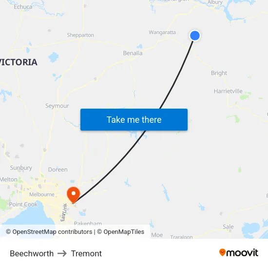 Beechworth to Tremont map