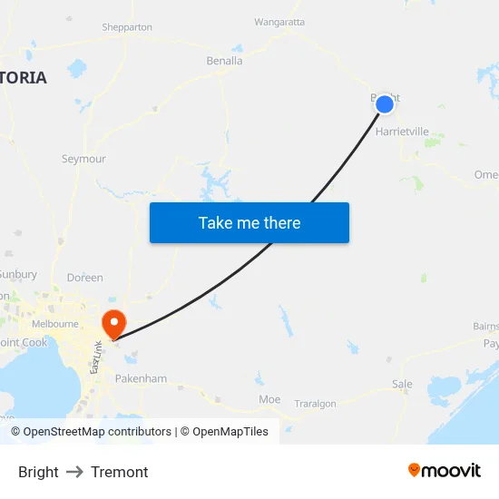 Bright to Tremont map