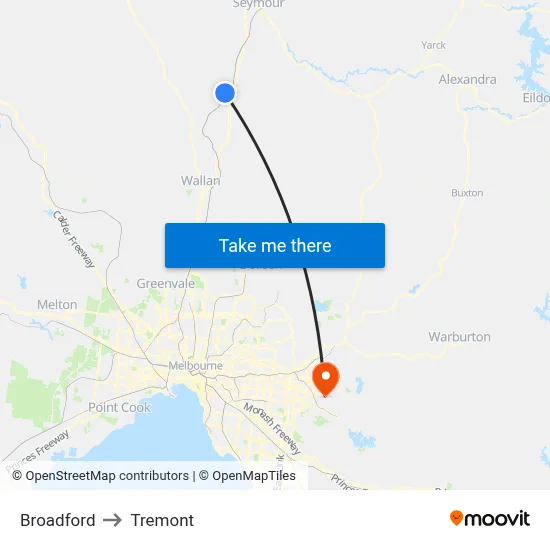 Broadford to Tremont map