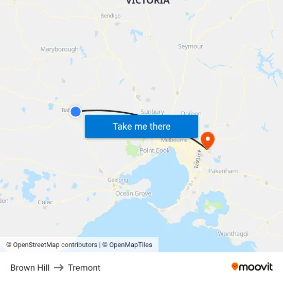 Brown Hill to Tremont map
