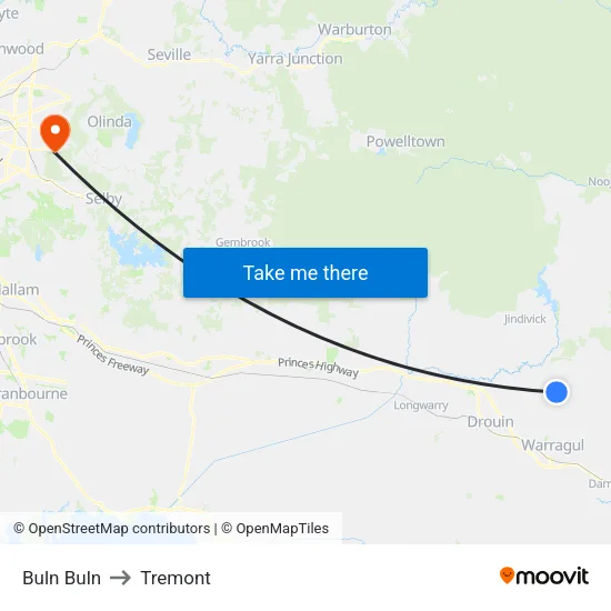 Buln Buln to Tremont map