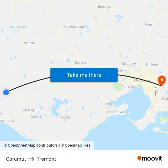 Caramut to Tremont map