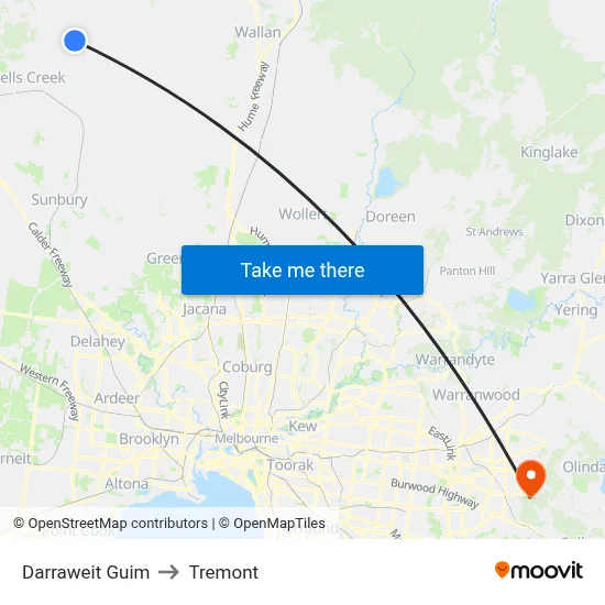 Darraweit Guim to Tremont map