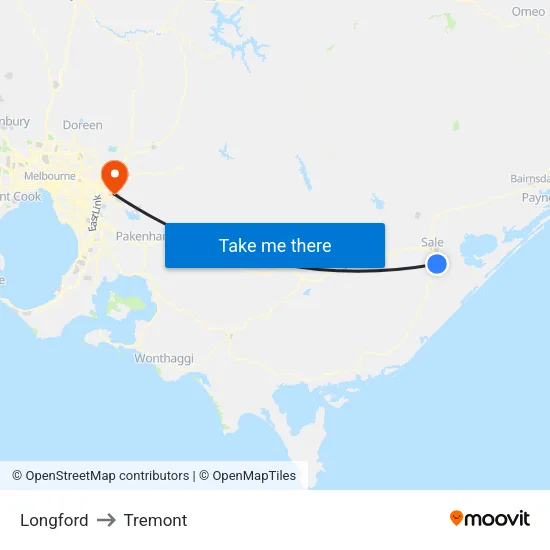 Longford to Tremont map