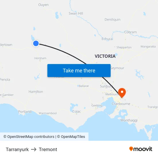 Tarranyurk to Tremont map