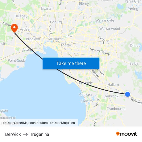 Berwick to Truganina map