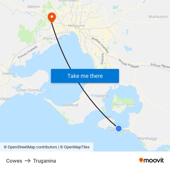 Cowes to Truganina map