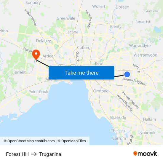 Forest Hill to Truganina map