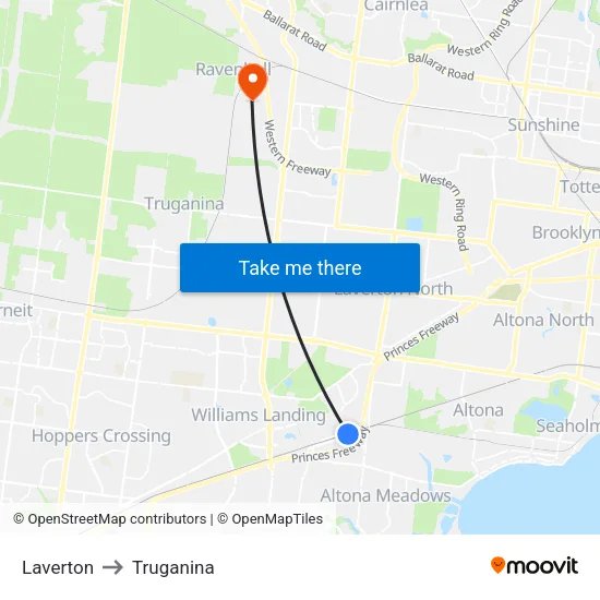 Laverton to Truganina map