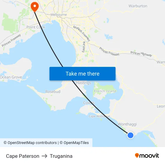 Cape Paterson to Truganina map