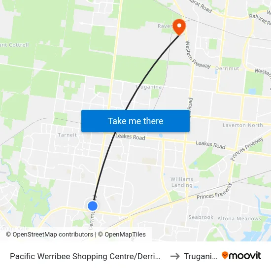 Pacific Werribee Shopping Centre/Derrimut Rd to Truganina map