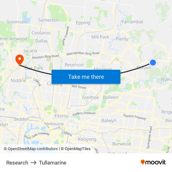 Research to Tullamarine map