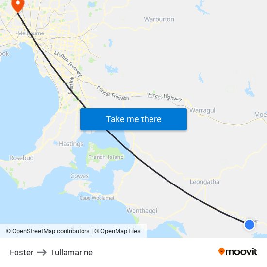 Foster to Tullamarine map