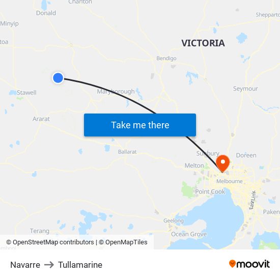 Navarre to Tullamarine map