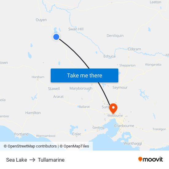 Sea Lake to Tullamarine map