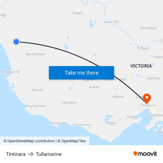 Tintinara to Tullamarine map