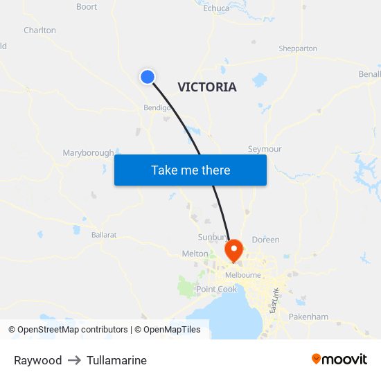 Raywood to Tullamarine map