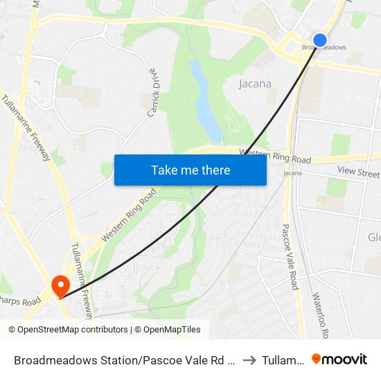 Broadmeadows Station/Pascoe Vale Rd (Broadmeadows) to Tullamarine map