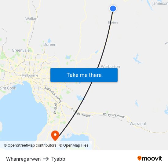 Whanregarwen to Tyabb map
