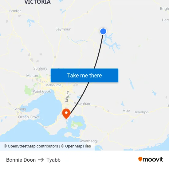 Bonnie Doon to Tyabb map