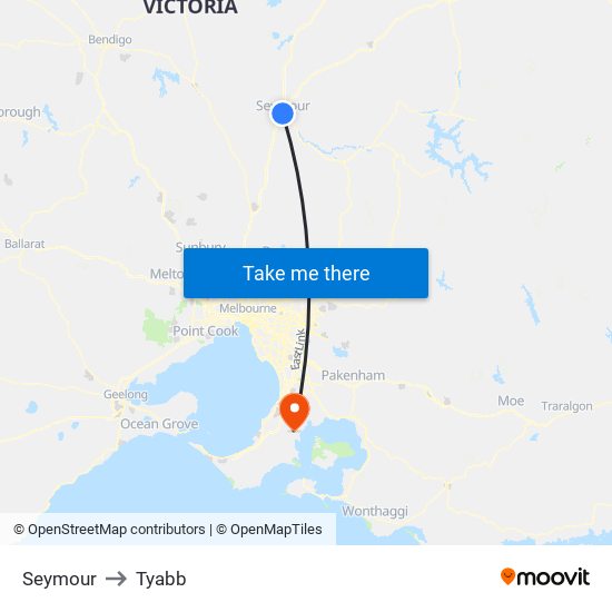 Seymour to Tyabb map