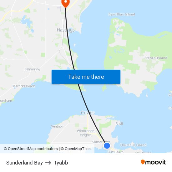 Sunderland Bay to Tyabb map