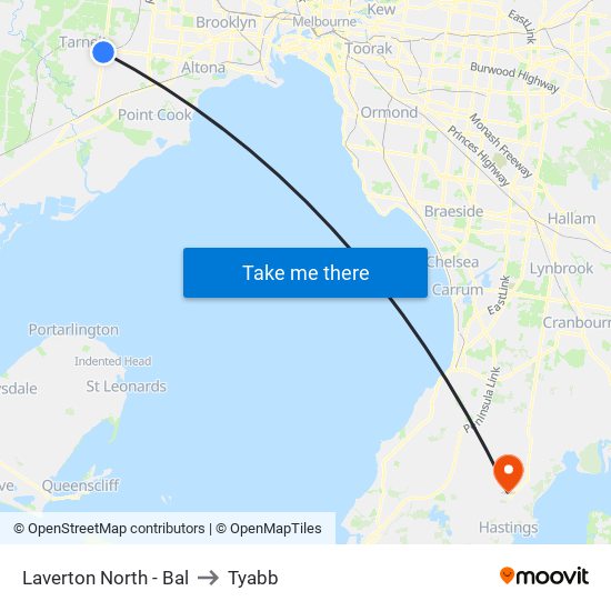 Laverton North - Bal to Tyabb map