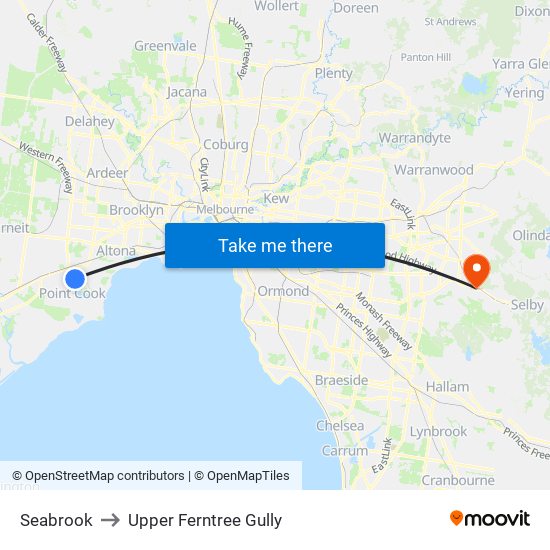 Seabrook to Upper Ferntree Gully map