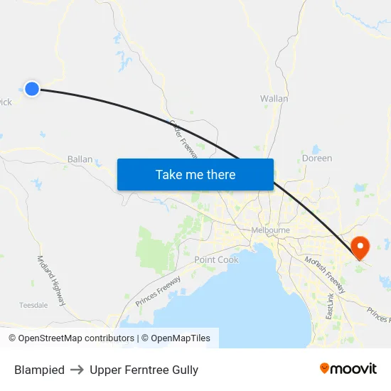 Blampied to Upper Ferntree Gully map
