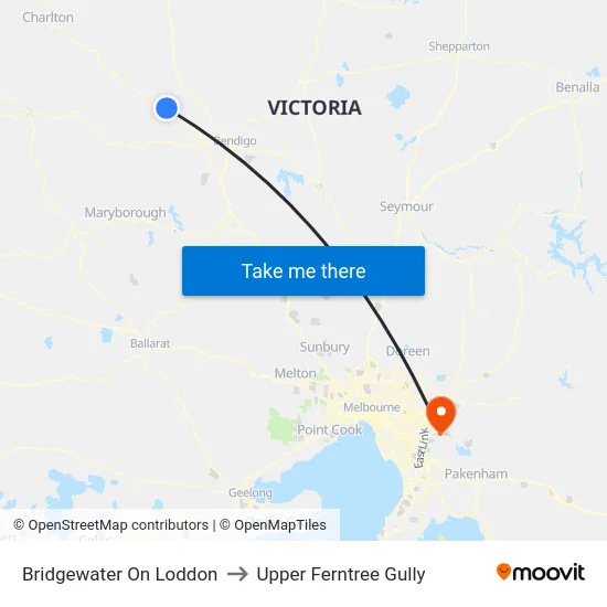 Bridgewater On Loddon to Upper Ferntree Gully map