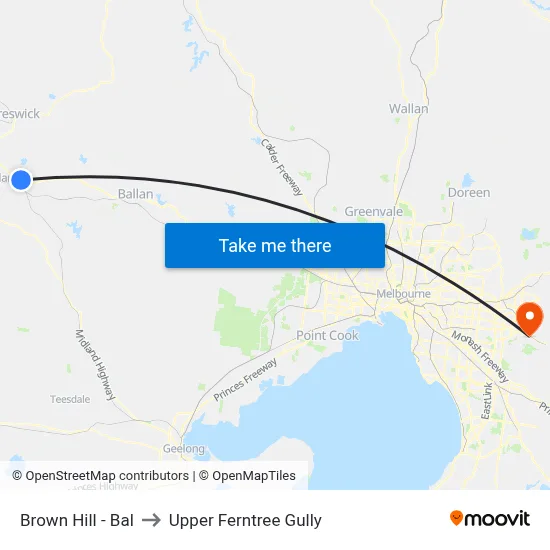 Brown Hill - Bal to Upper Ferntree Gully map
