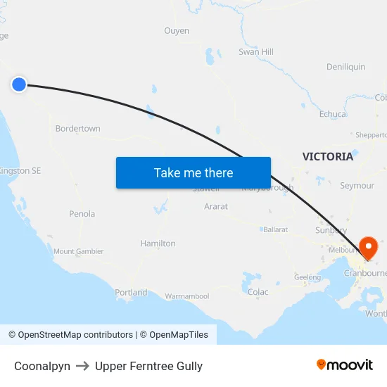 Coonalpyn to Upper Ferntree Gully map