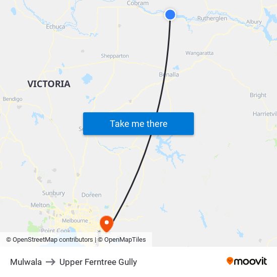 Mulwala to Upper Ferntree Gully map