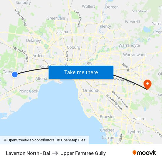 Laverton North - Bal to Upper Ferntree Gully map