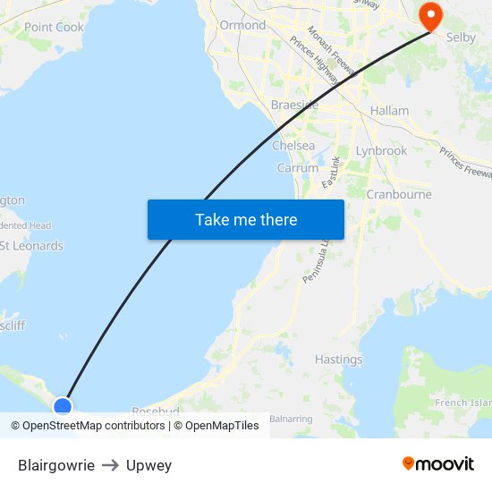 Blairgowrie to Upwey map