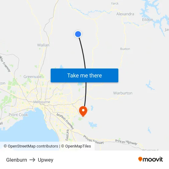 Glenburn to Upwey map