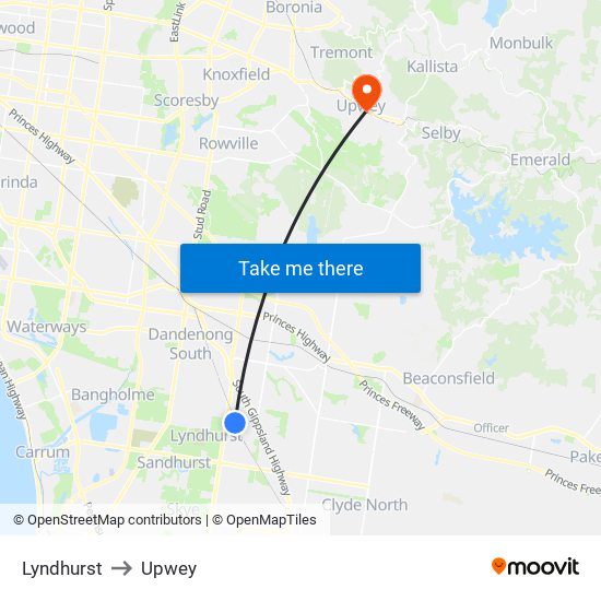 Lyndhurst to Upwey map