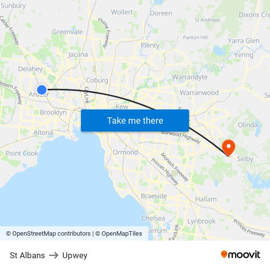 St Albans to Upwey map