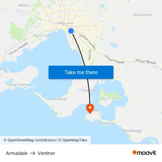 Armadale to Ventnor map